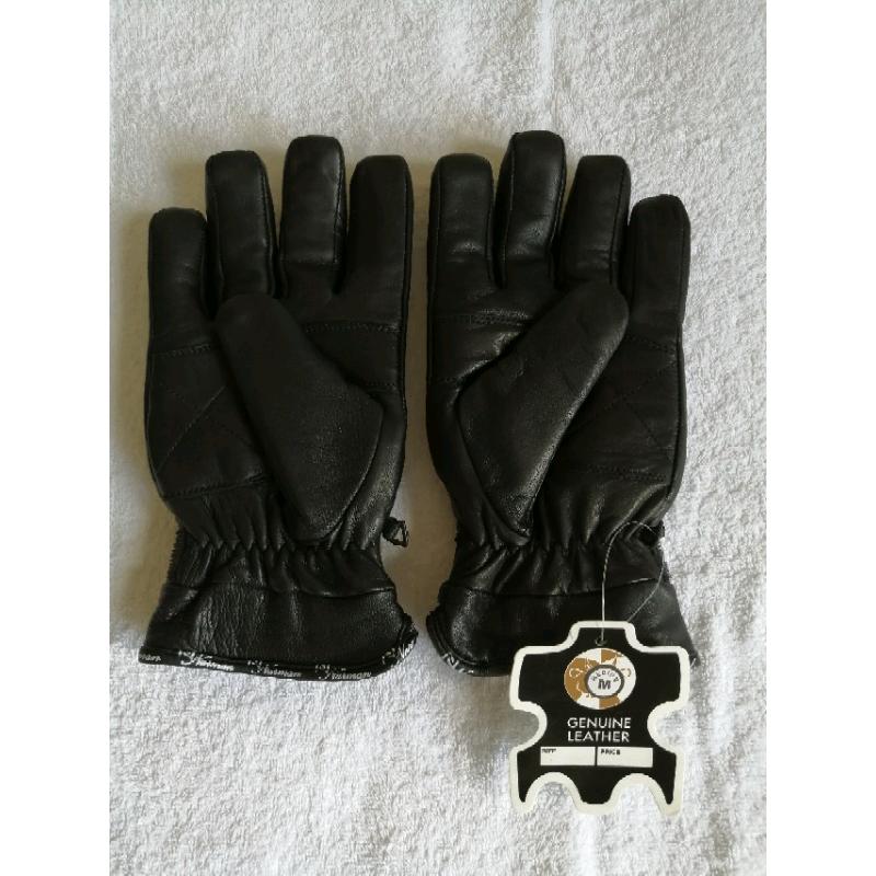 Men's Black Motorbike/Motorcycle Leather Gloves