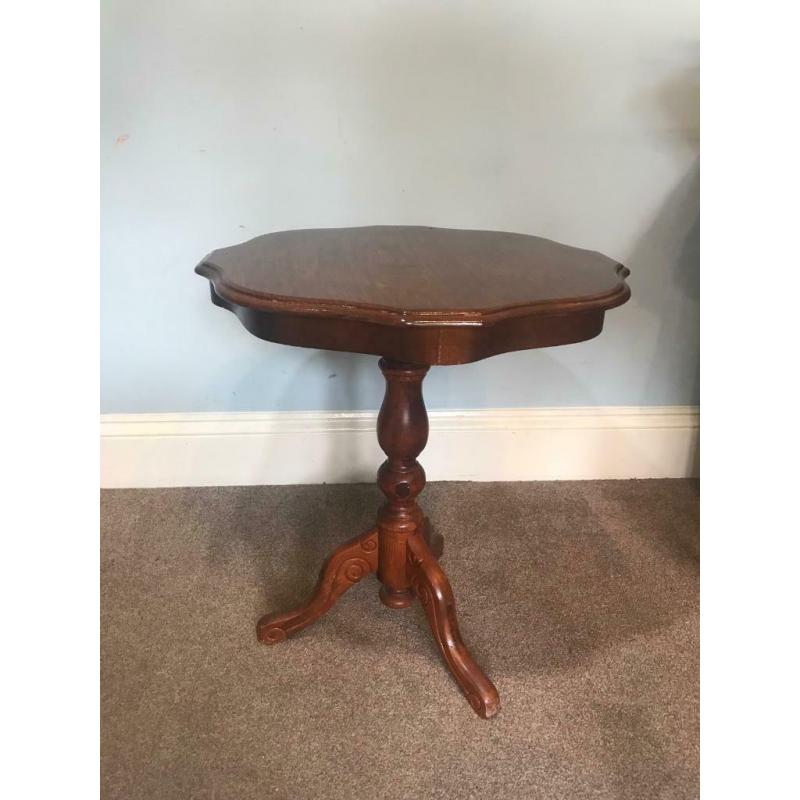 Teak Round Occasional Table / Hall Table with design faded R190 H24in/60cm Dia 21in/54cm R190