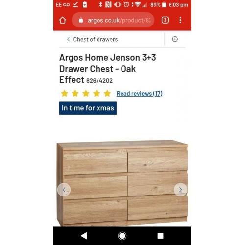Argos Jenson chest of drawers 3*3