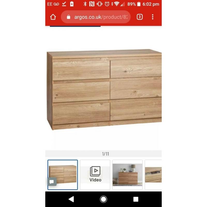 Argos Jenson chest of drawers 3*3