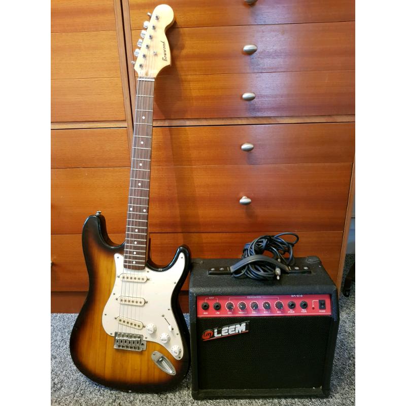 BURSWOOD GUITAR WITH 20W AMP.