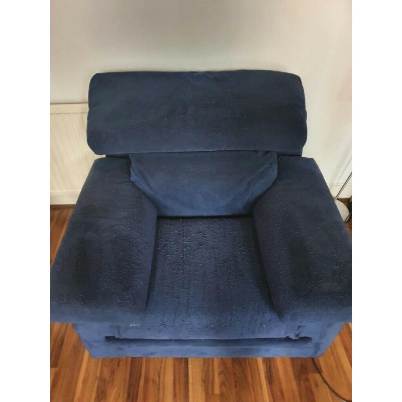 Navy Blue Sofa and Armchair