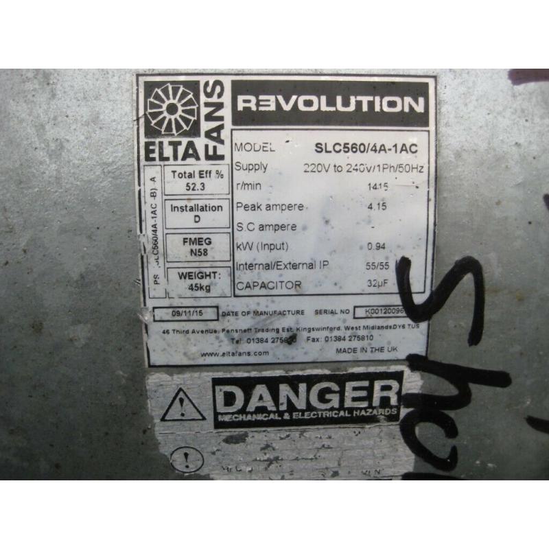 Elta Fans 56cm Dia commercial Extractor fan Spars or reapers.