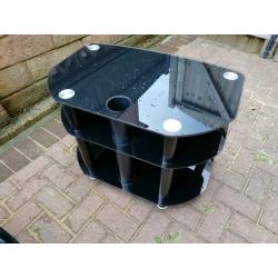 BLACK GLASS TV STAND ((