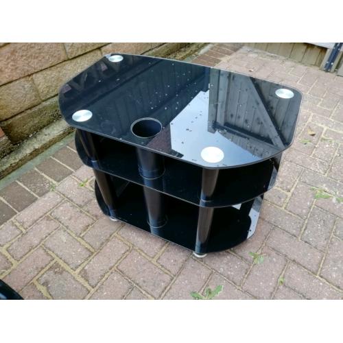 BLACK GLASS TV STAND ((
