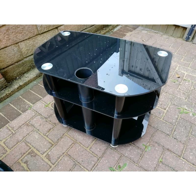 BLACK GLASS TV STAND ((