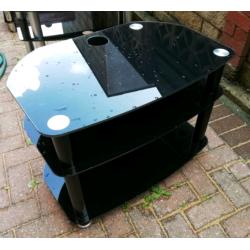 BLACK GLASS TV STAND ((