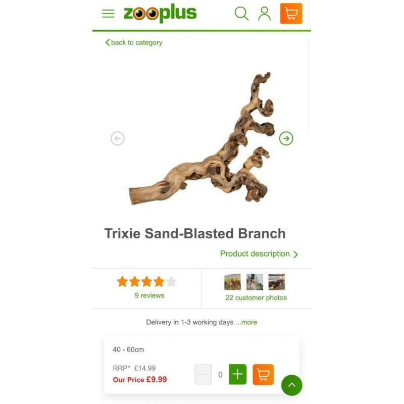 Trixie branches for small pets e.g. hamsters, mice, degus, gerbils or birds