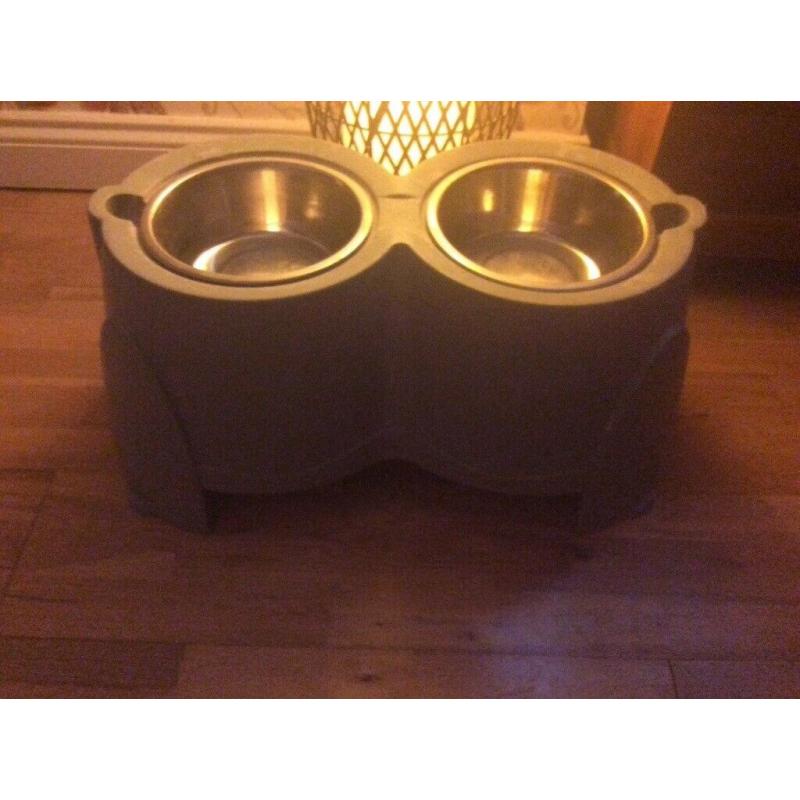 Large double dog bowl table set used