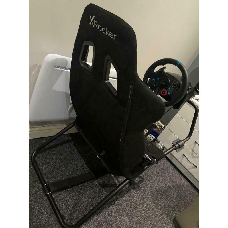 G29 logitech wheel and pedals with gear shifter and racing seat