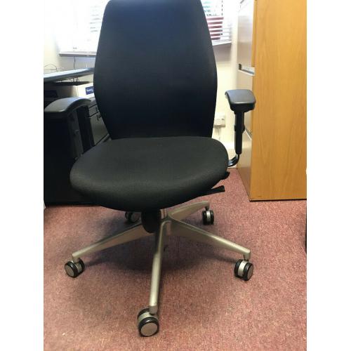 2 black office chairs