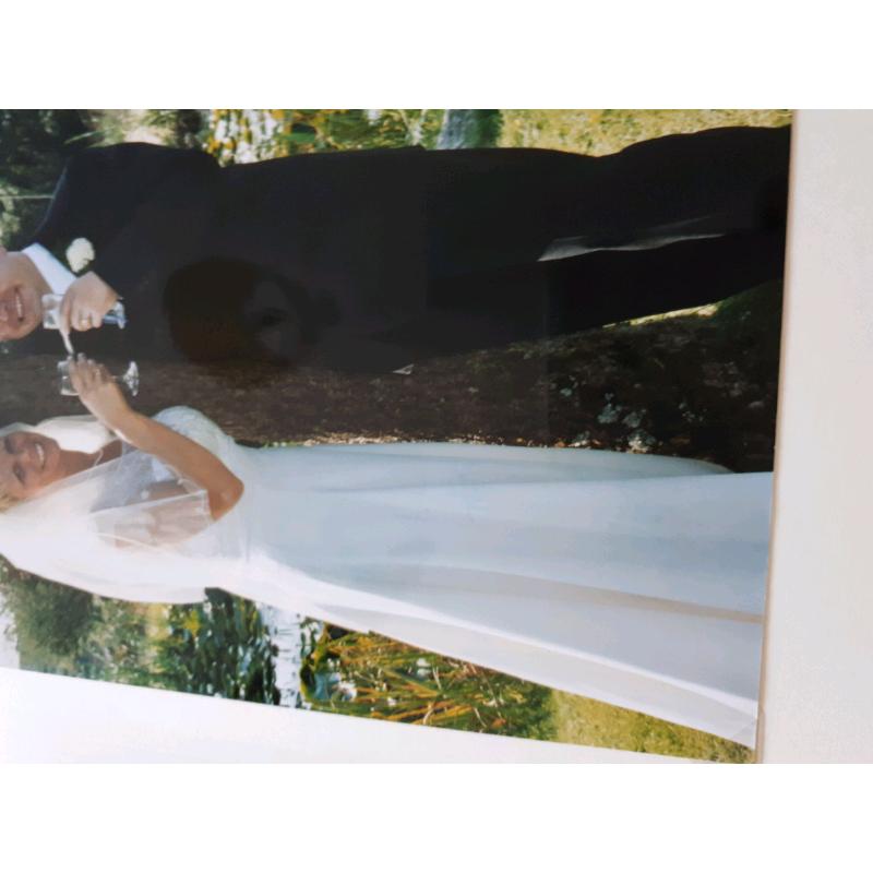 Ivory wedding dress and veil