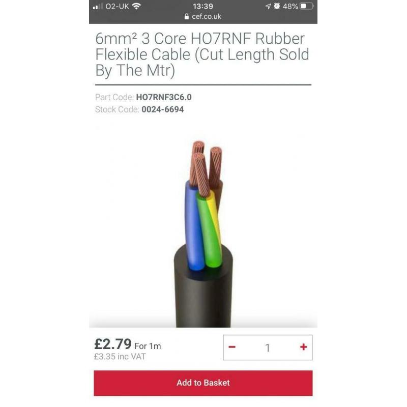6mm flexible rubber cable
