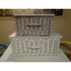 TWO LARGE WICKER HAMPERS .. CHRISTMAS/DISPLAY/STORAGE
