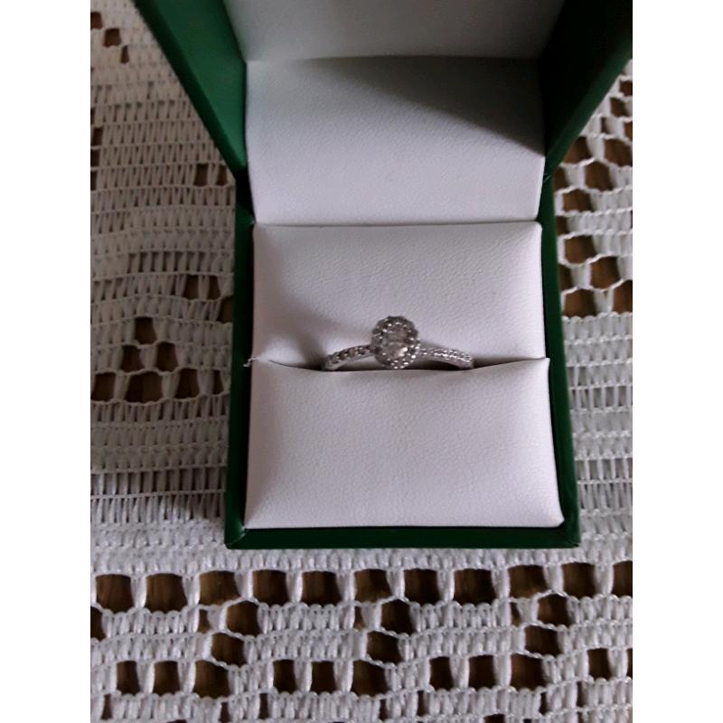 Engagement ring or Dress ring in White Gold , Oval cut Diamond