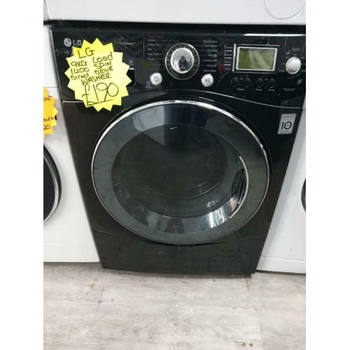 Black LG 9kg load 1400 spin washing machine