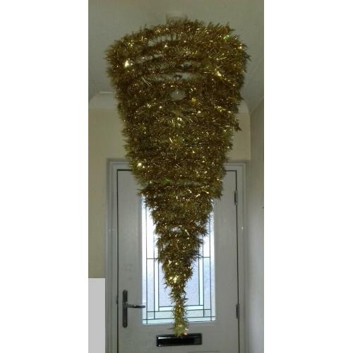 Upside down Tinsel Christmas Tree Chandelier 107cms