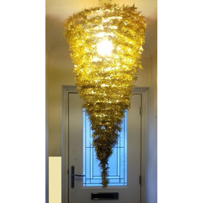 Upside down Tinsel Christmas Tree Chandelier 107cms
