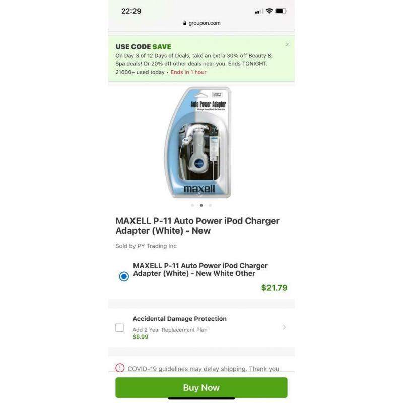 Maxell Auto Power Adapter for ipod