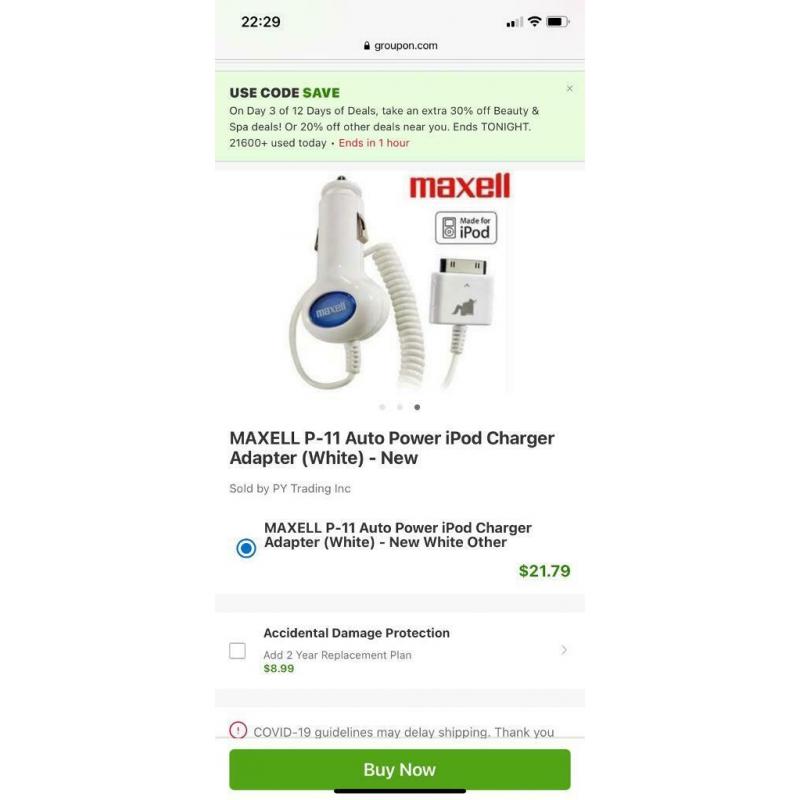 Maxell Auto Power Adapter for ipod