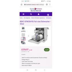 Used Beko Silver Dishwasher Immaculate
