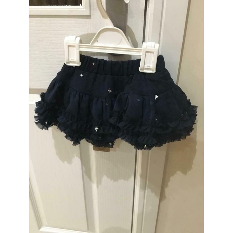 Joules new navy silver star tutu skirt 1 year girls
