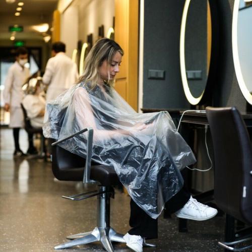 PPE Disposable Clear Hairdressing Barber Client Long Gowns - 50 pcs (100x150cm)