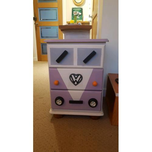 Upcycled VW camper van bedside unit
