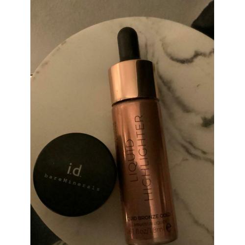 Bare Minerals ID powder eyeshadow and Revolution Highlighter