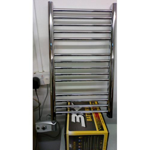 Chrome towel Radiator with 200W thermostatic electric element