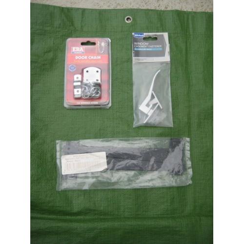 Brand New Door Security Chain, Casement Window Fastener & Shed Door Hinges Set: Please See Prices