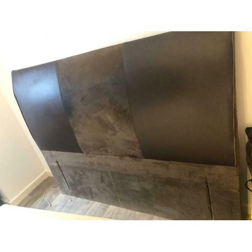 Brown Leather, suede, floor to head solid headboard