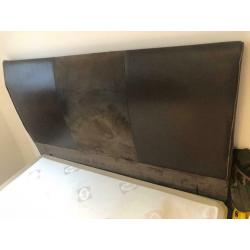 Brown Leather, suede, floor to head solid headboard