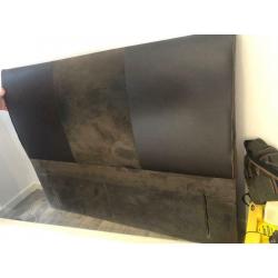 Brown Leather, suede, floor to head solid headboard