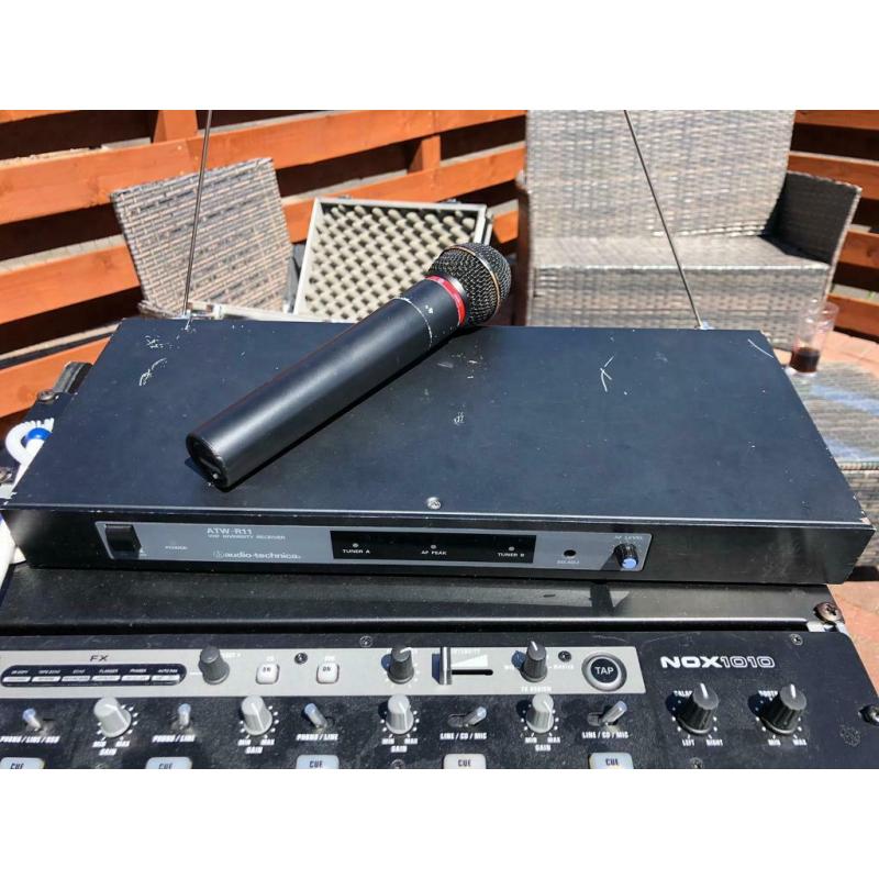 DJ mixer and microphones