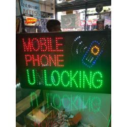 Mobile phone unlocking led sign