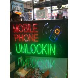 Mobile phone unlocking led sign