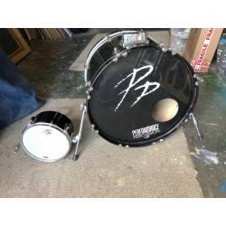 For sale a Percussion Performance Black Bass Drum with 11 inch Tom Tom and a EMI Hamma Pedal.