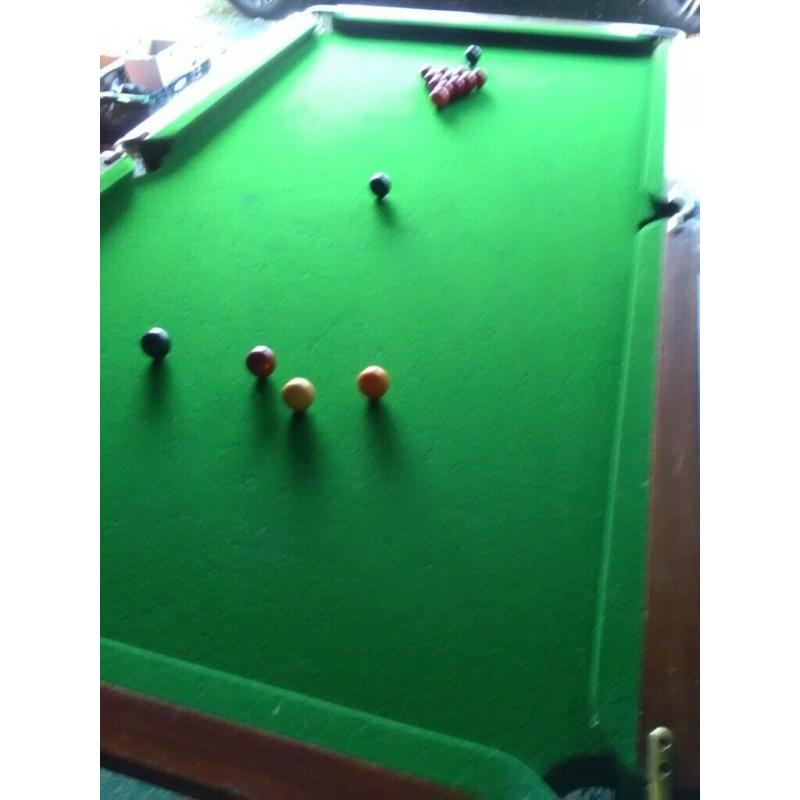 Snooker table, slate bed, 6' X 3'
