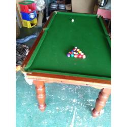 Snooker table, slate bed, 6' X 3'