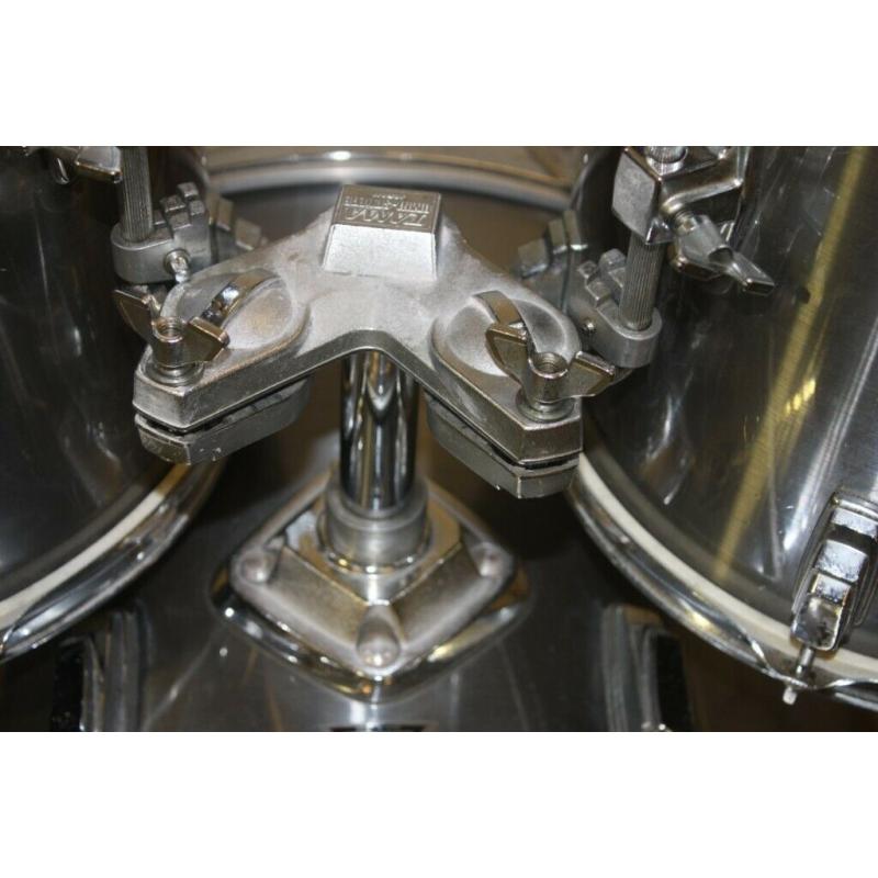Vintage 1970s Tama Swingstar Black Badge ~ Brushed Silver 4 Piece Drum Kit (22in Bass) Drums Only