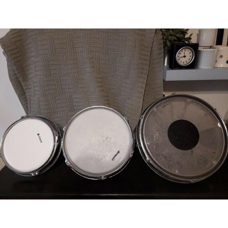 8",10",12" Remo RotoToms with link bar.