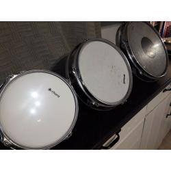 8",10",12" Remo RotoToms with link bar.
