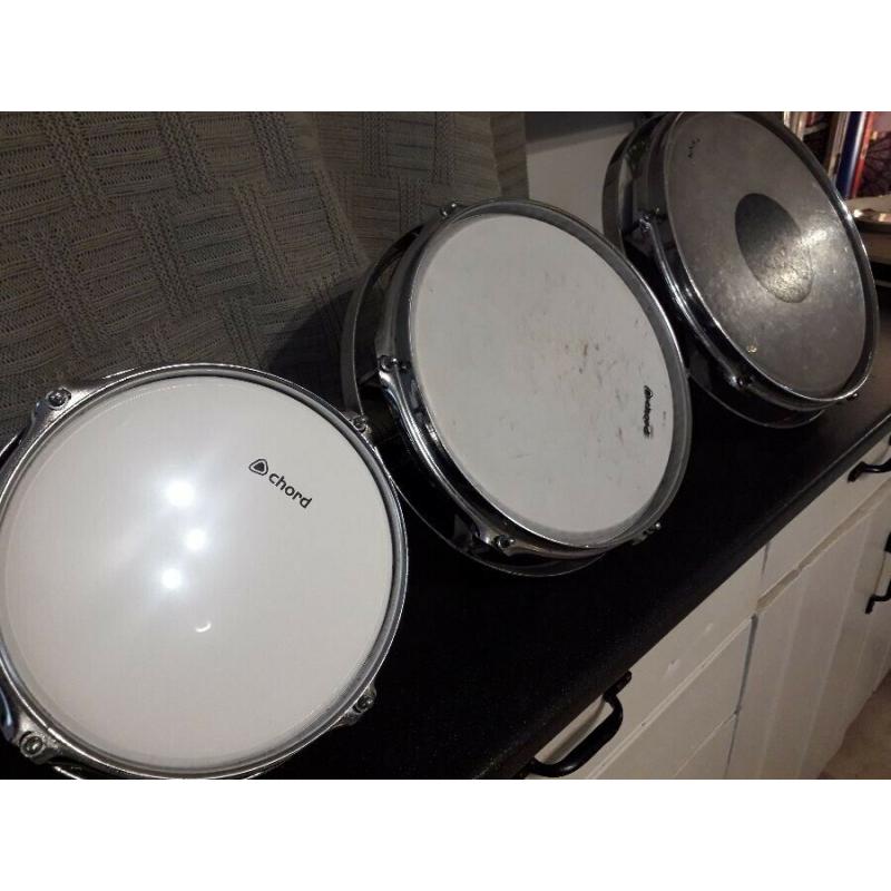 8",10",12" Remo RotoToms with link bar.