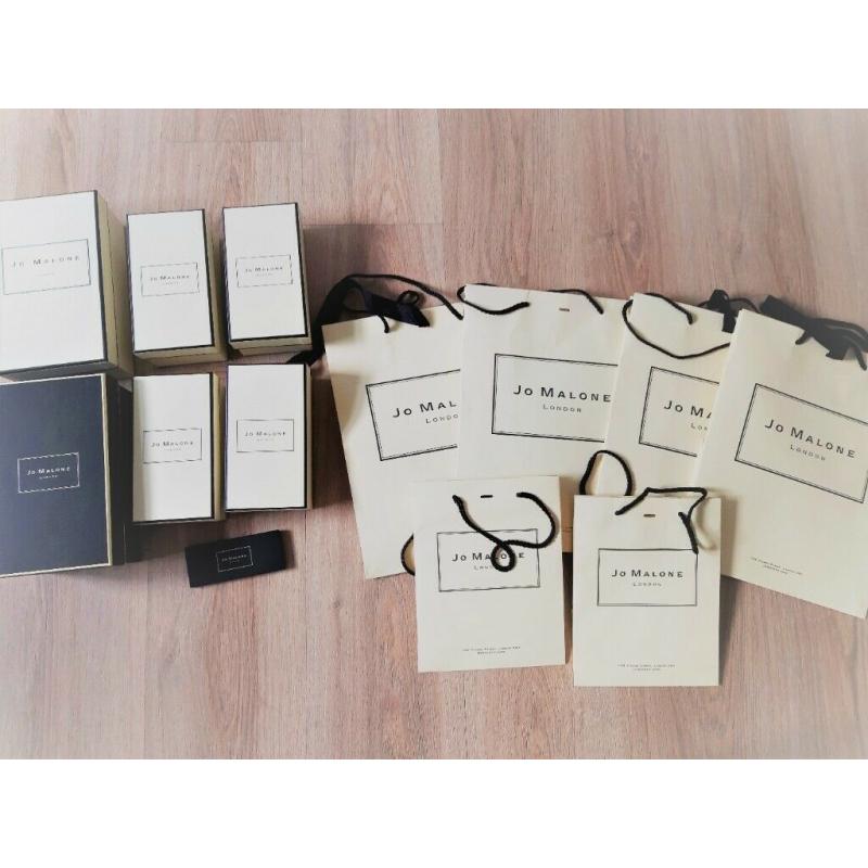 JO MALONE - 8 gift bags, 7 Boxes,ribbons,tissue,1 set of festive baubles,NEW box of long matches