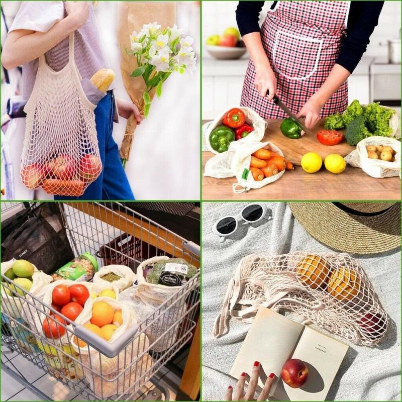 Pack of 8 Reusable Cotton Mesh Storage - Brand New / Unused