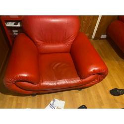 Red leather sofas