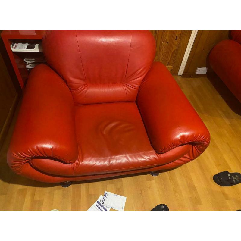 Red leather sofas