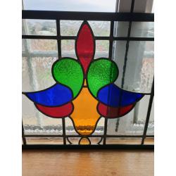 **?185** Antique Stain Glass Window (Framed) 84.5x42.5cm