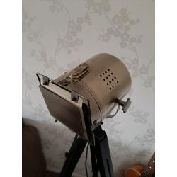 Tripod floor lamp vintage theatre/film style blackwood and brass
